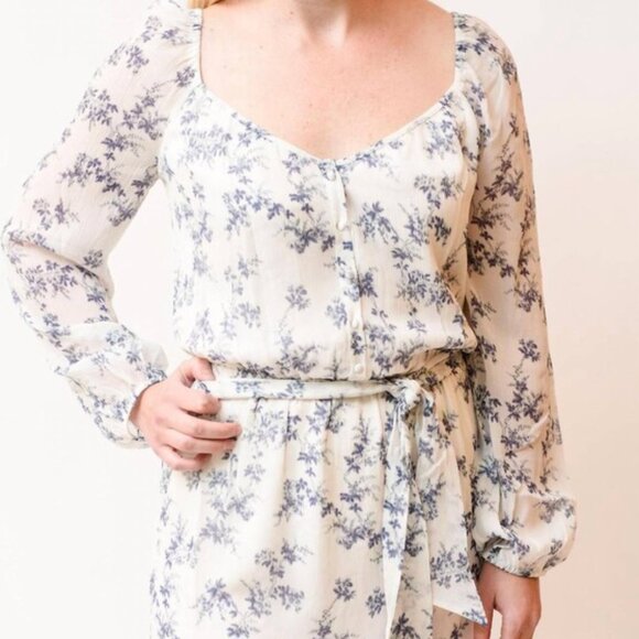 NWT PAIGE Kiki Floral Silk Mini Dress Deep Cobalt Blue Dress XS - Picture 1 of 4